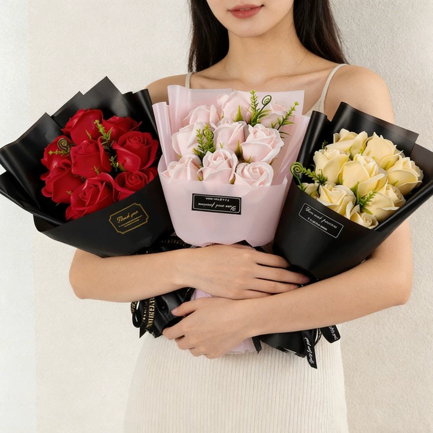 Dried Flower Bulk - Bouquet de 9 Roses Artificielles en