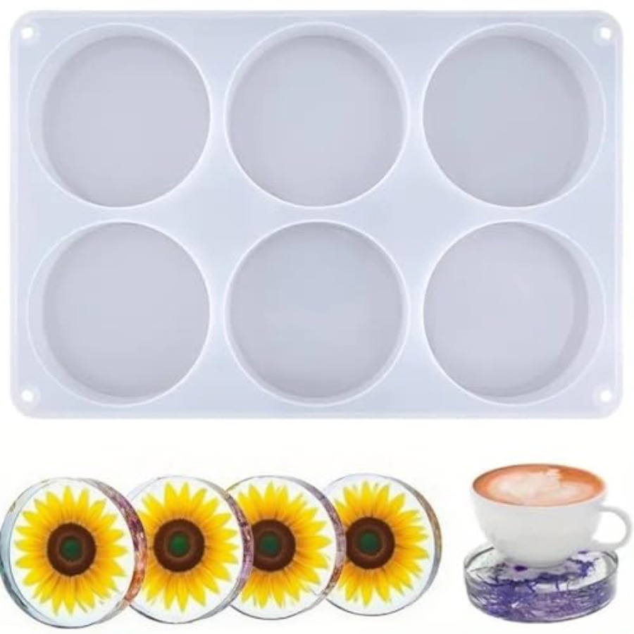 Coaster Mold Round - Moule en silicone à 6 cavités