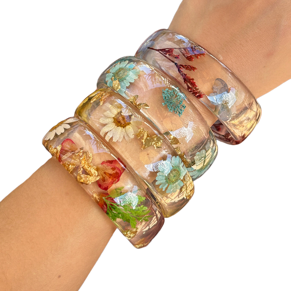 Dried Flower Bulk - Bracelet Large en Acrylique Transparent pour