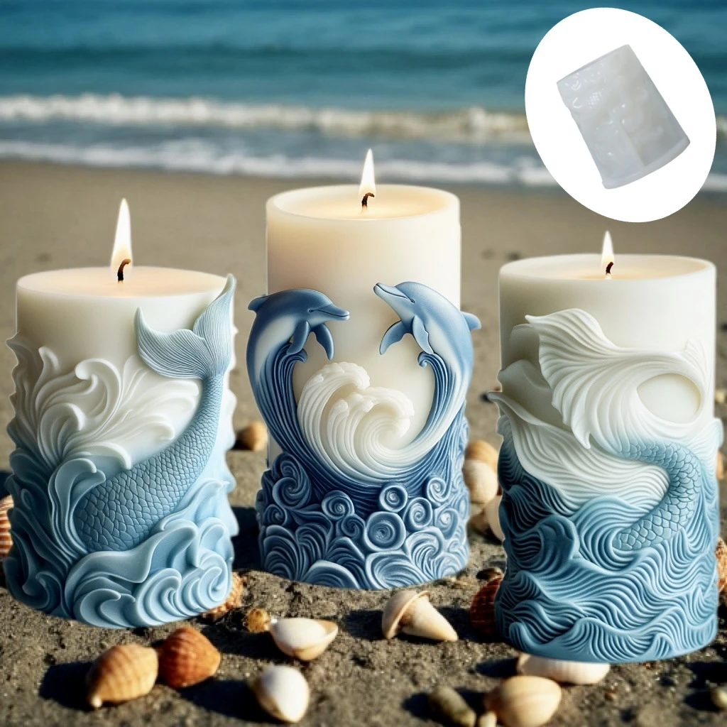 Resin Ocean Wave Mold - Bricolage océan vague mousse cylindrique bougie